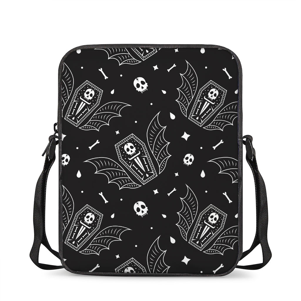 Vampire Coffin Pattern Print Rectangular Crossbody Bag