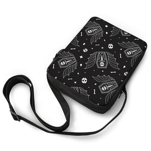 Vampire Coffin Pattern Print Rectangular Crossbody Bag