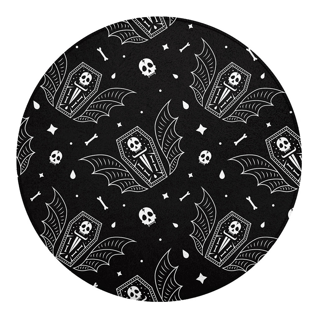 Vampire Coffin Pattern Print Round Blanket
