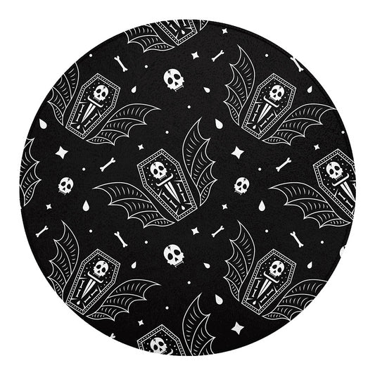 Vampire Coffin Pattern Print Round Blanket