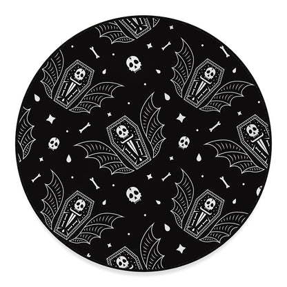 Vampire Coffin Pattern Print Round Floor Mat