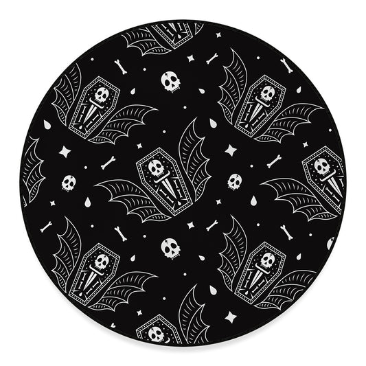 Vampire Coffin Pattern Print Round Floor Mat