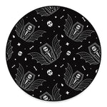 Vampire Coffin Pattern Print Round Floor Mat