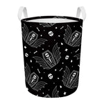 Vampire Coffin Pattern Print Round Laundry Basket