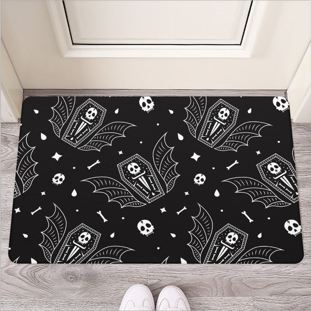 Vampire Coffin Pattern Print Rubber Doormat