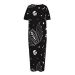 Vampire Coffin Pattern Print Short Sleeve Long Nightdress