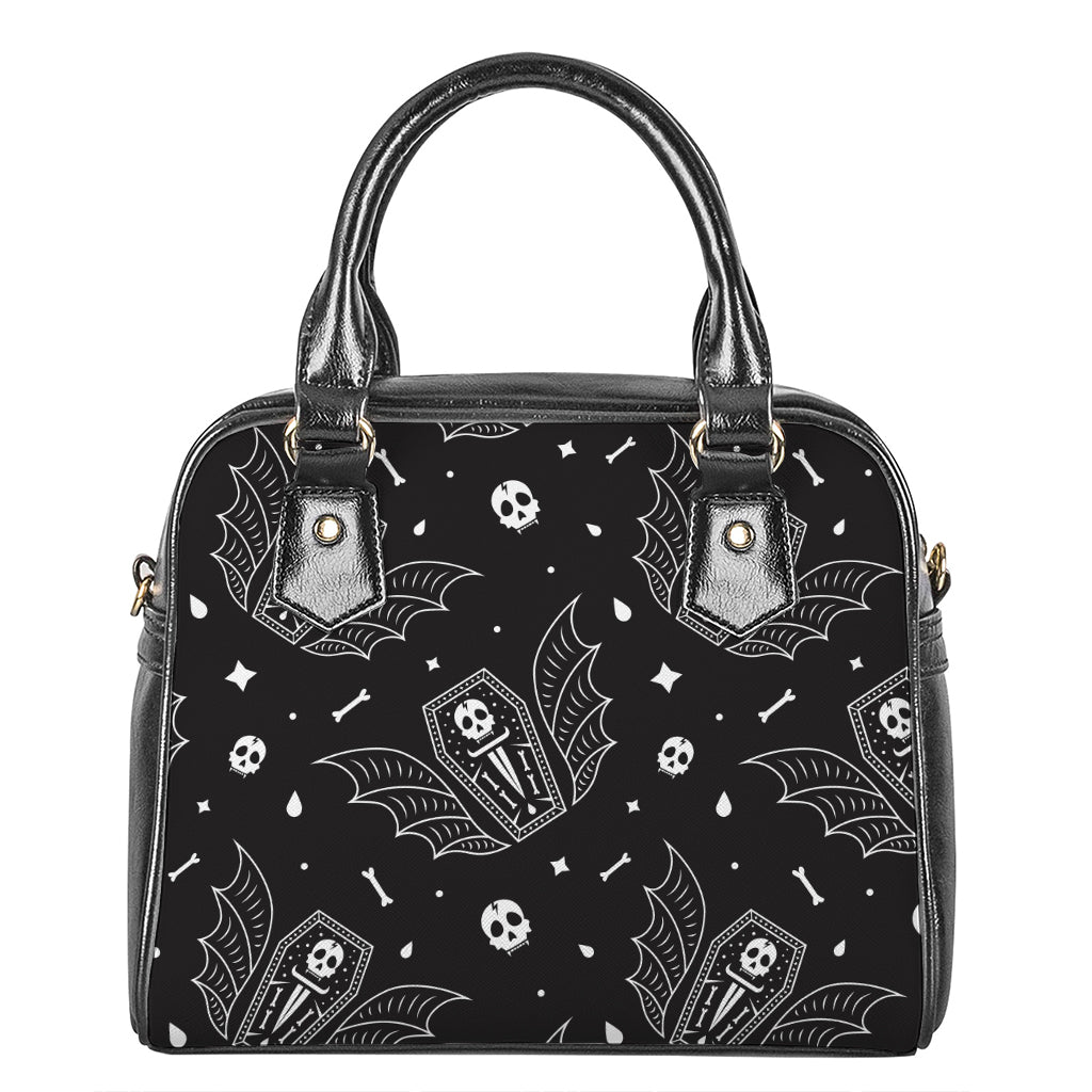 Vampire Coffin Pattern Print Shoulder Handbag