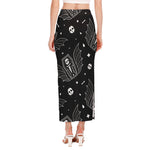 Vampire Coffin Pattern Print Side Slit Maxi Skirt