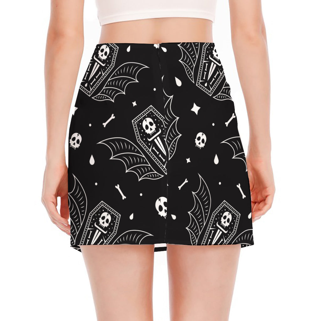 Vampire Coffin Pattern Print Side Slit Mini Skirt