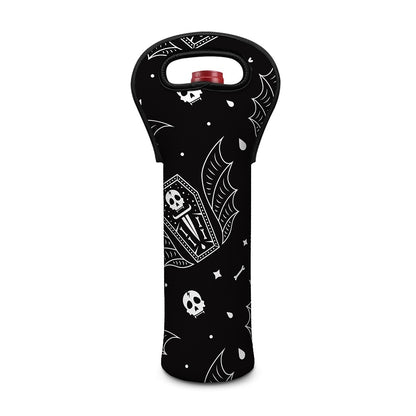Vampire Coffin Pattern Print Single Neoprene Wine Tote