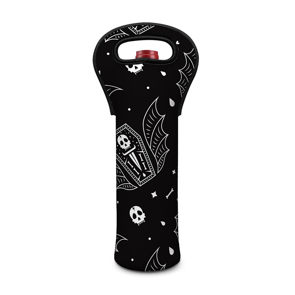 Vampire Coffin Pattern Print Single Neoprene Wine Tote