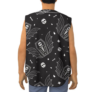 Vampire Coffin Pattern Print Sleeveless Baseball Jersey