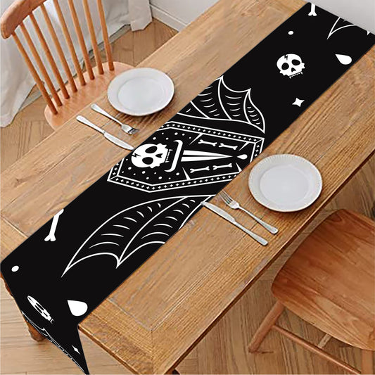 Vampire Coffin Pattern Print Table Runner