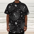 Vampire Coffin Pattern Print Textured Short Sleeve Shirt