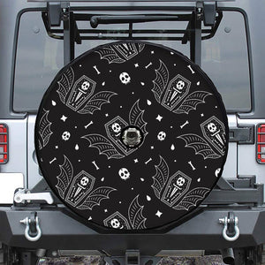 Vampire Coffin Pattern Print Tire Cover With Camera Hole