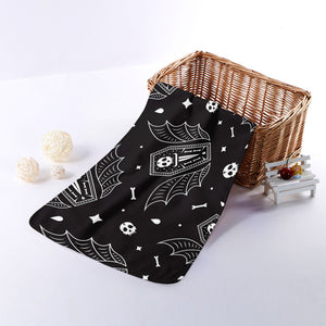 Vampire Coffin Pattern Print Towel