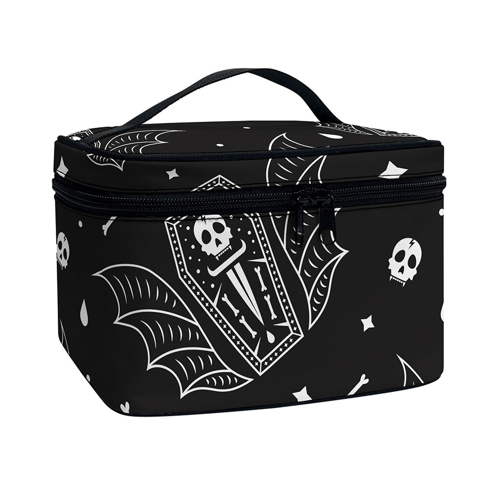 Vampire Coffin Pattern Print Travel Makeup Bag