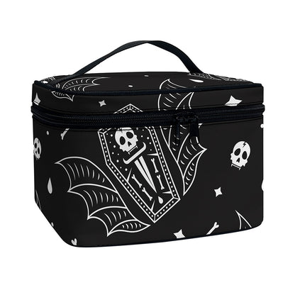Vampire Coffin Pattern Print Travel Makeup Bag