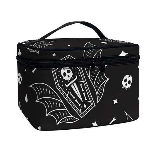 Vampire Coffin Pattern Print Travel Makeup Bag