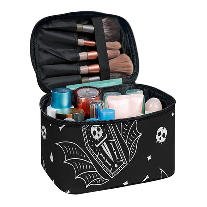 Vampire Coffin Pattern Print Travel Makeup Bag