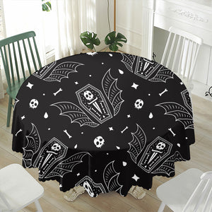 Vampire Coffin Pattern Print Waterproof Round Tablecloth