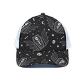 Vampire Coffin Pattern Print White Mesh Trucker Hat