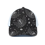 Vampire Coffin Pattern Print White Mesh Trucker Cap