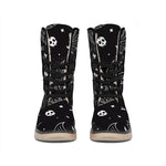 Vampire Coffin Pattern Print Winter Boots