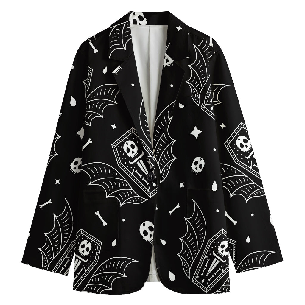 Vampire Coffin Pattern Print Women's Blazer