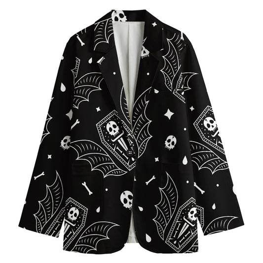 Vampire Coffin Pattern Print Women's Cotton Blazer