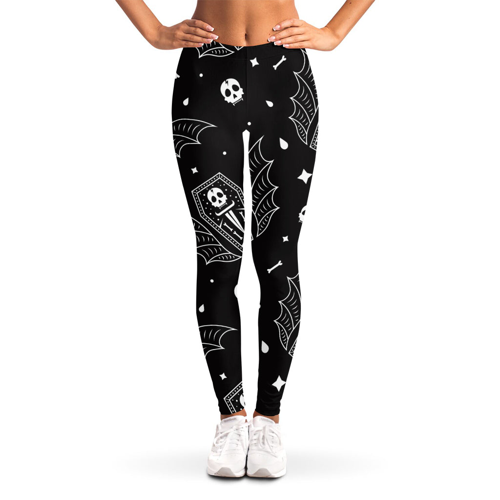 Vampire Coffin Pattern Print Women's Leggings