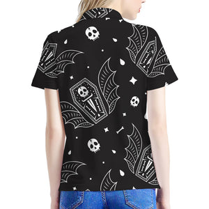 Vampire Coffin Pattern Print Women's Polo Shirt