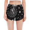 Vampire Coffin Pattern Print Women's Split Running Shorts