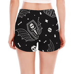 Vampire Coffin Pattern Print Women's Split Running Shorts