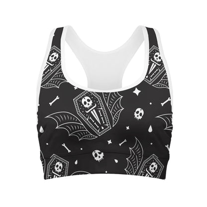 Vampire Coffin Pattern Print Women's Sports Bra