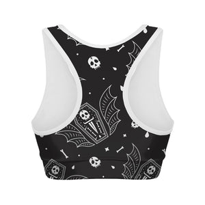 Vampire Coffin Pattern Print Women's Sports Bra