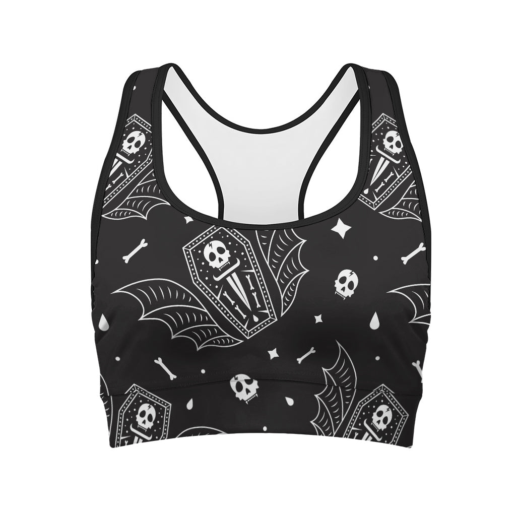 Vampire Coffin Pattern Print Women's Sports Bra