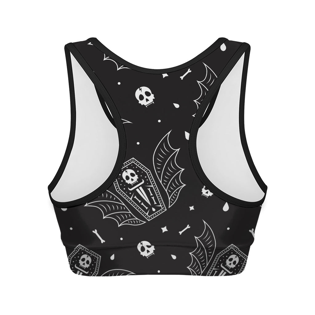 Vampire Coffin Pattern Print Women's Sports Bra