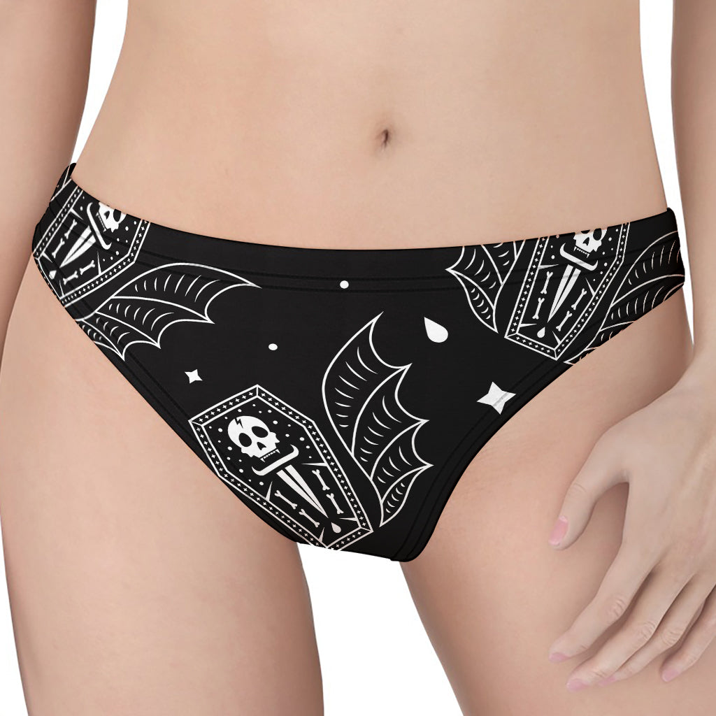 Vampire Coffin Pattern Print Women's Thong