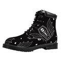Vampire Coffin Pattern Print Padded Collar Lace Up Boots