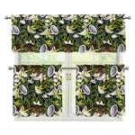 Vanilla Flower And Coconut Pattern Print 3 Piece Kitchen Curtains
