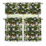 Vanilla Flower And Coconut Pattern Print 3 Piece Kitchen Curtains
