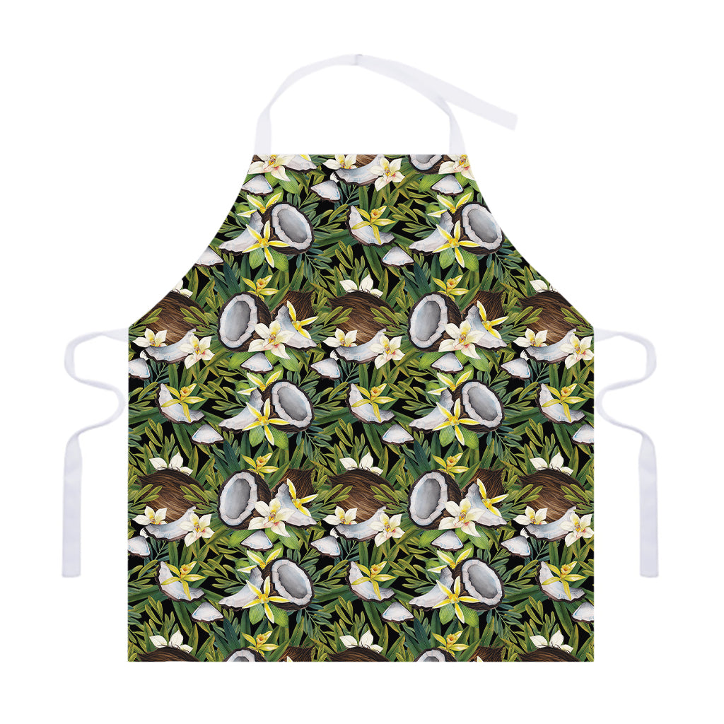 Vanilla Flower And Coconut Pattern Print Adjustable Apron
