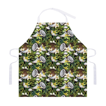 Vanilla Flower And Coconut Pattern Print Adjustable Apron