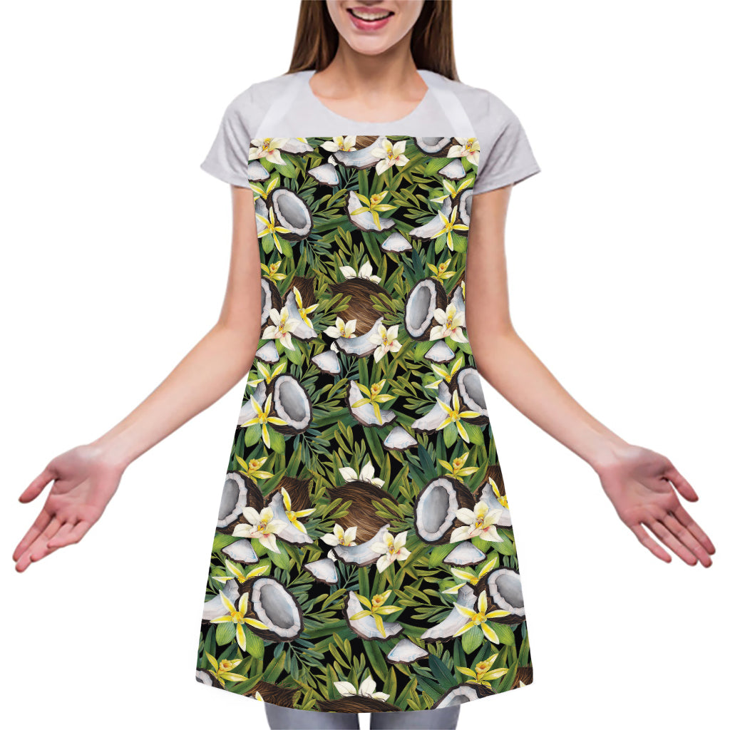 Vanilla Flower And Coconut Pattern Print Adjustable Apron