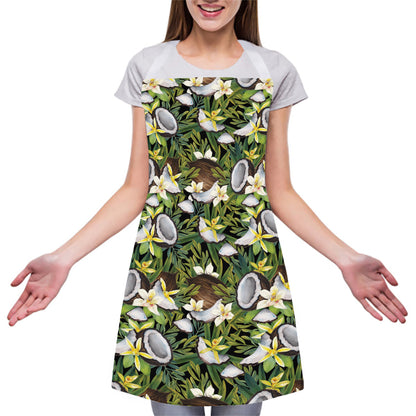 Vanilla Flower And Coconut Pattern Print Adjustable Apron