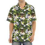 Vanilla Flower And Coconut Pattern Print Aloha Shirt