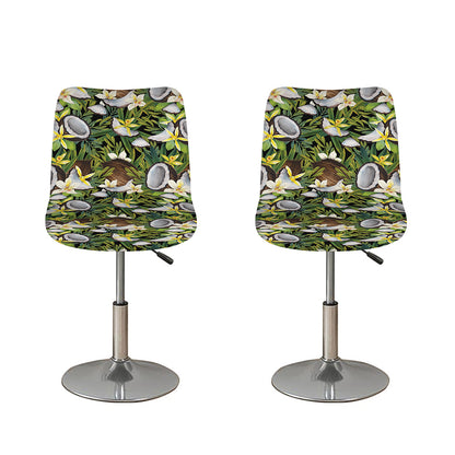 Vanilla Flower And Coconut Pattern Print Bar Stool Covers
