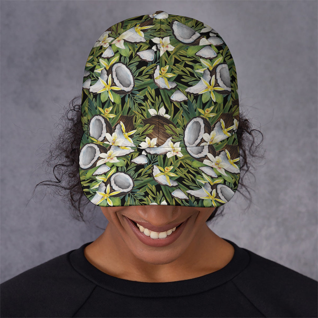 Vanilla Flower And Coconut Pattern Print Baseball Cap