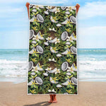 Vanilla Flower And Coconut Pattern Print Beach Towel
